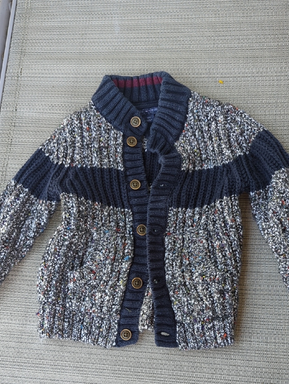 Navy & Multicolor Knit 18M Tommy Hilfiger Cardigan Sweater